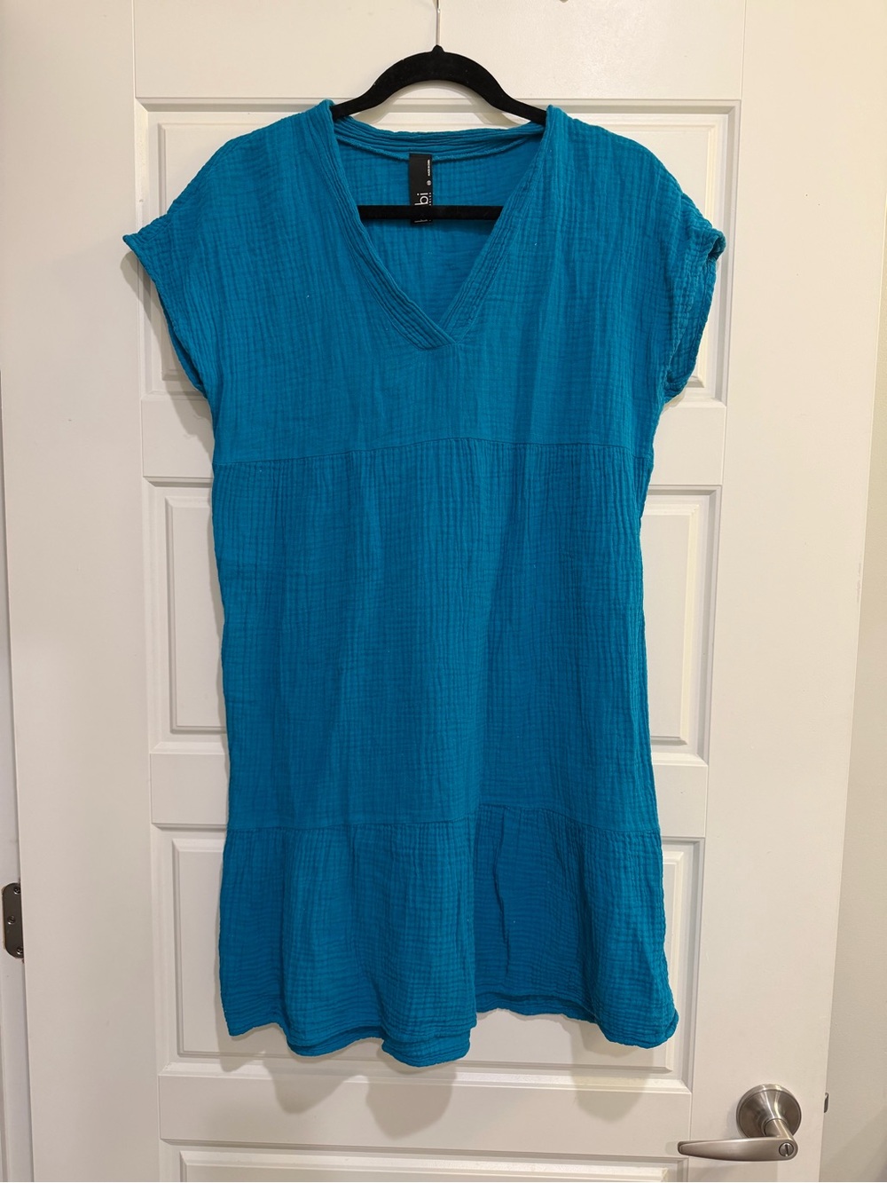bobi Teal V-Neck Gauze Tunic Dress